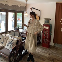 Fan Squad Souffle French Khaki High Waist Drop Shoulder Windbreaker Dress Lace Versatile Vest