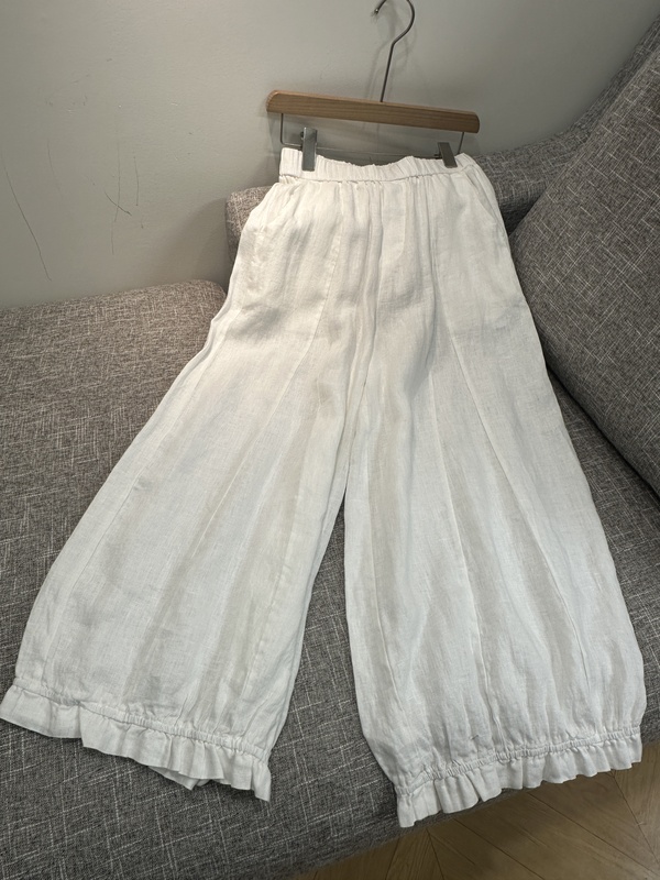 New Linen Pants, Nine-Point Length, Loose Casual Pants, Summer Cool and Breathable, Stylish Hem Design, Long Pants, Loose and Slimming