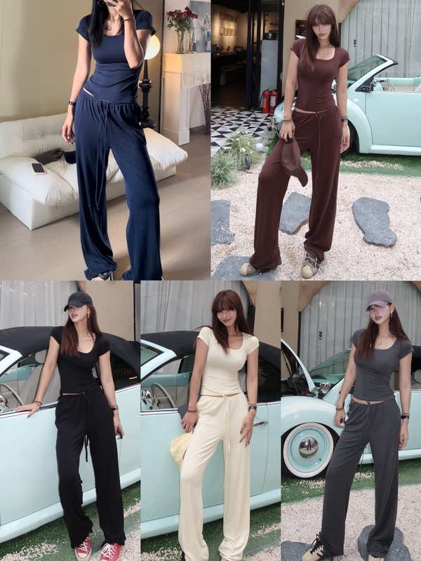Nuojiji ~ Australian Lenzing Tencel Modal Sk. Modified Drawstring Straight Pants Four Colors Soft and Waxy Casual Women