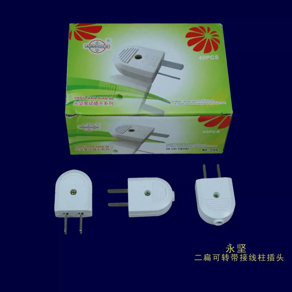 Yongjian two-pole 2-pin power plug household wiring socket head two-pole single-phase plug two-way plug can be rotated