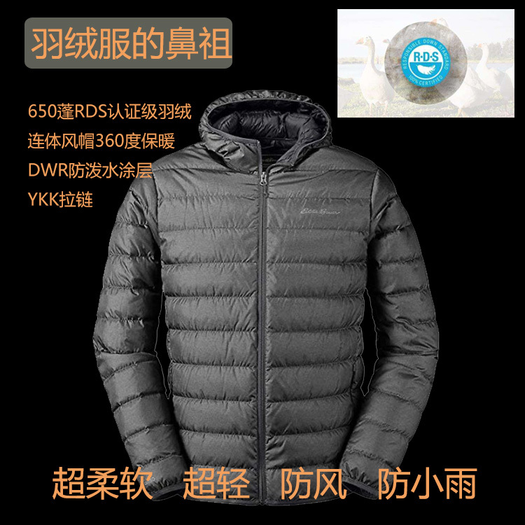 Eddie Bauer down Pioneer Cirruslite down Hooded Waterproof Ultra-Light Hooded down Jacket