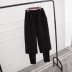 Cộng nhung dày chín điểm quần legging len ống rộng cạp giả hai mảnh giản dị buông tha 2018 thu đông mới 2018 quần ôm đen Quần tây thường