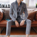 Quạt quý ông 2018 Thu Đông New England Fashion Gold Velvet Fabric Men Hàn Quốc Slim Cuba Cổ áo phù hợp quần đũi nam Suit phù hợp
