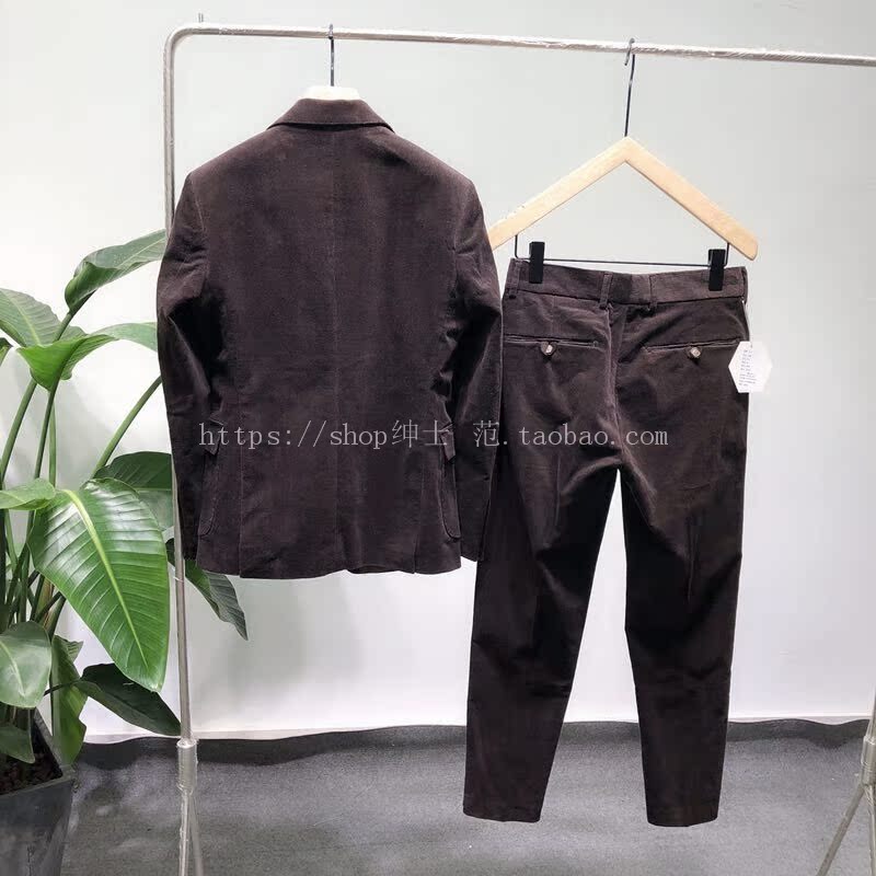Quạt quý ông 2018 mùa thu và mùa đông mới Anh retro yuppie nam Nhật Bản kinh doanh phù hợp với quần nhung kẻ bộ vest nam