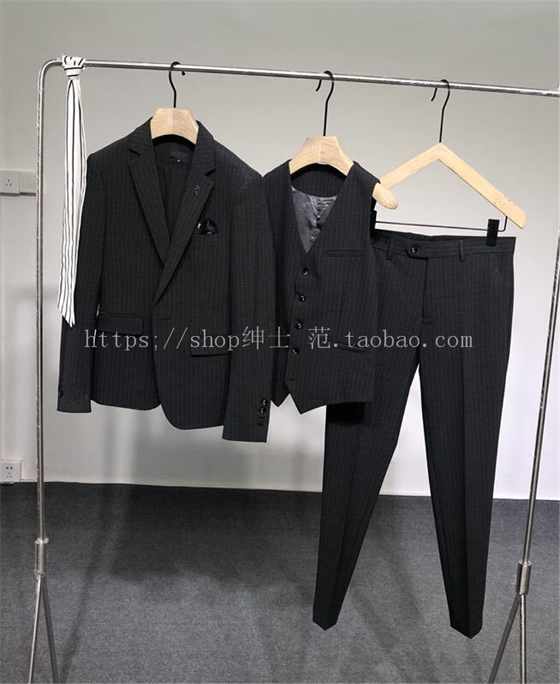 Quạt quý ông 2018 thu đông thời trang mới Anh kinh doanh bình thường phiên bản nam Hàn Quốc của bộ đồ sọc tự canh bộ vest nam trẻ trung