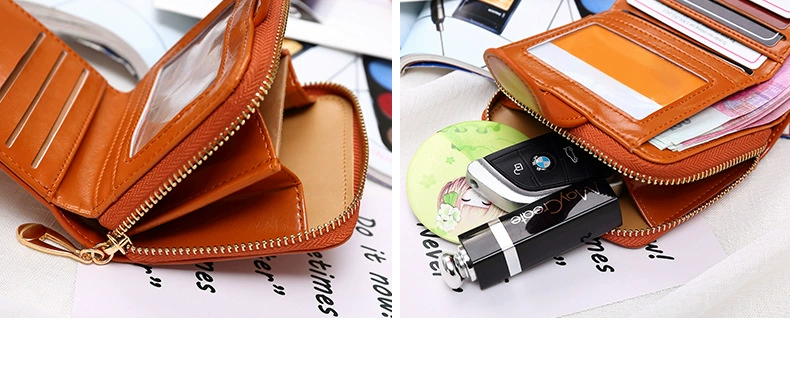 Ví da retro da nhỏ ví ngắn nữ 2018 phiên bản Hàn Quốc mới của túi ly hợp đa năng đơn giản hai ngăn mini ví thủy triều túi cầm tay nam