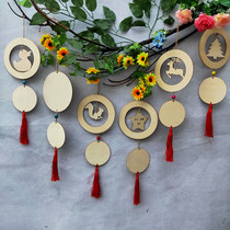 Kindergarten ring Chuang decoration pendant classroom corridor hanging decoration wall creative handmade material hand painting wooden round