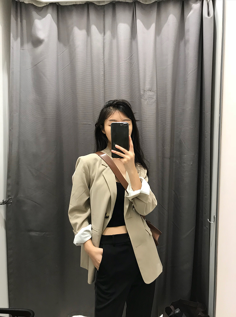 Yappie nữ2018 thu đông mới in cổ điển sang trọng kiểu Hàn Quốc phù hợp với áo khoác nữ áo vest nữ dáng dài