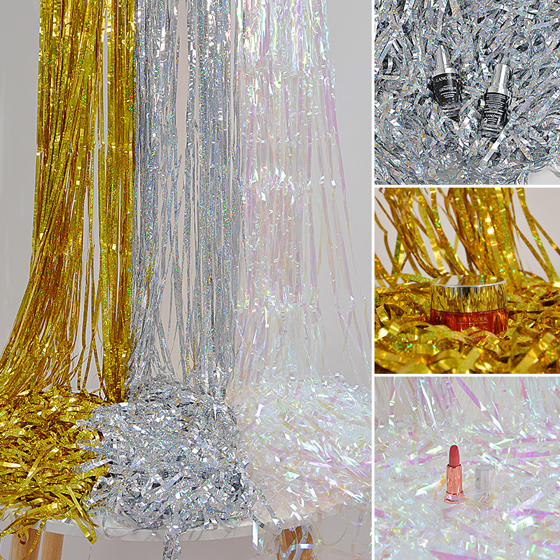 Colorful laser rain curtain net red live background decoration Nail shooting props Cosmetics photo props cloth