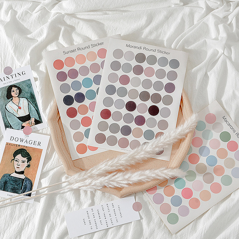 Morandi Wind Card Handbill Color Round Point Stickers Photo Photographic Props Decoration