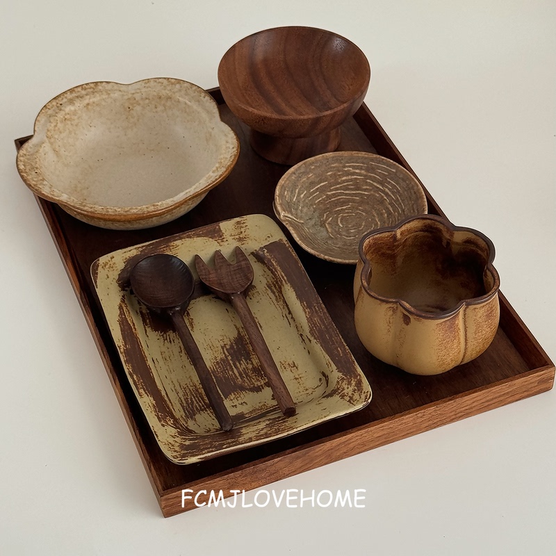 Fcmj - Single-Serving 001 Handmade Coarse Pottery Underglaze Color Vintage Postpartum Meal Exquisite Tableware Set Fcmj - Single-Serving 001 Handmade Coarse Pottery Underglaze Color Vintage Postpartum Meal Exquisite Tableware Set