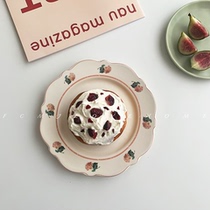 FCMJ ceramic retro exquisite nostalgic dessert plate creative dinner plate ins shaking sound Net red plate