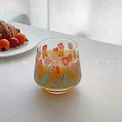 FCMJ net celebrity ins tulip glass Korean blogger with the same juice cup latte cup coffee cup