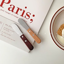 FCMJ Japanese vintage solid wood handle tallow knife bread Sawtooth cream knife butter butter knife jam sauce knife