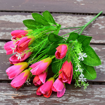 Single fake flower simulation flower plastic flower small bouquet silk flower fence flower box gardening decoration flower arrangement set small fake flower