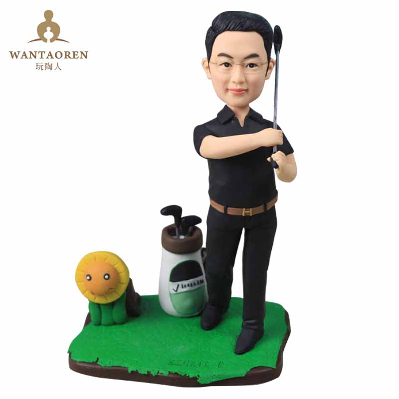 Golf styling-clay sculpting live-action custom-made pinching portrait diy Soft-Man Puppet bookmaking for a gift