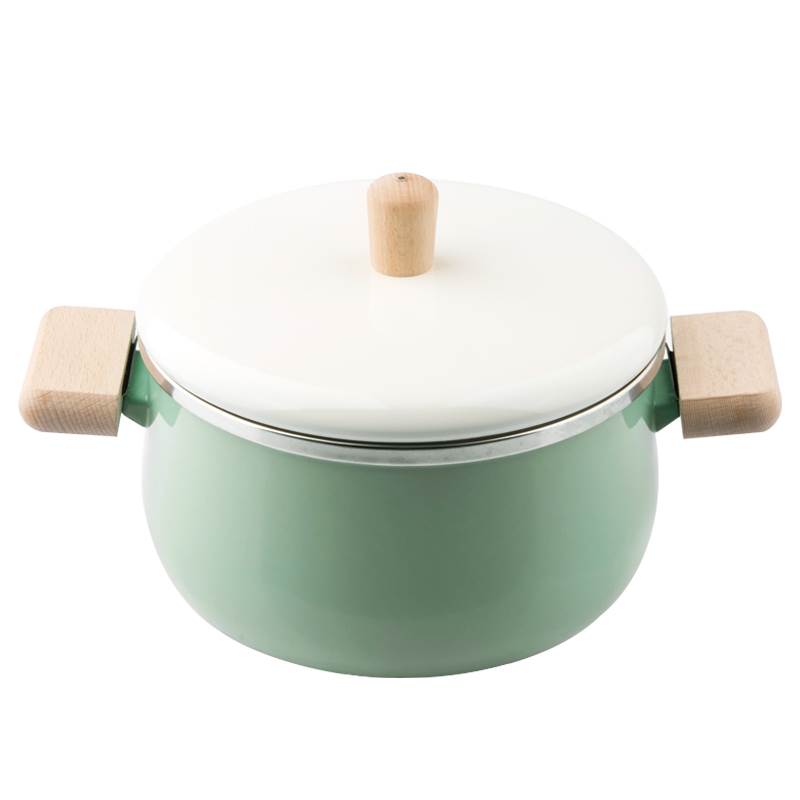 Japanese enamel with freight insurance 】 【 wood handle with cover milk pot induction cooker gas soup pot set cooking noodles