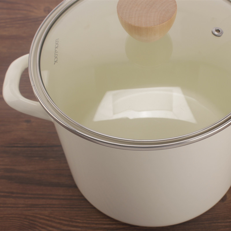 Enamel Japanese muji wind Enamel pan home upset ears soup pot induction cooker stew pot'm burning gas