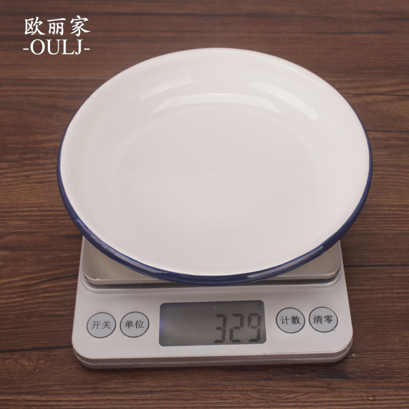Ehrlich, home enamel porcelain FanPan enamel deep dish dish dish soup plate with large capacity Japanese contracted