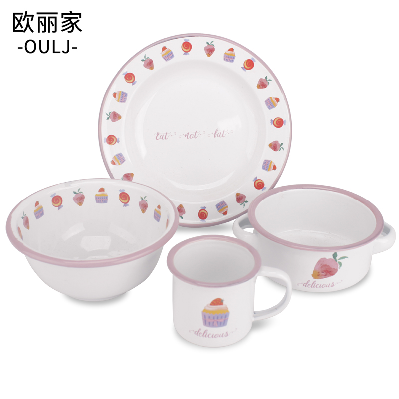 Strawberry cake for dessert enamel tableware series enamel enamel bowls children ultimately responds a cup of Strawberry bowl dish bowl of my ears