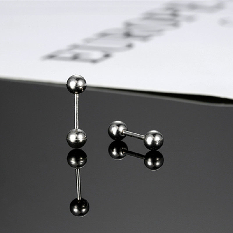 Screw pattern sterling silver ear studs 2021 new trendy men's earrings girls cool small single raised ear pierced ear bone studs