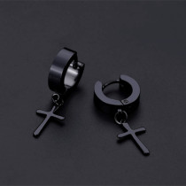Titanium steel cross stud earrings single 2021 new fashion mens earrings personality womens fashion people black ear buckle earrings