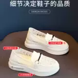 FOXER Летняя белая обувь на платформе, дышащие лоферы, из натуральной кожи