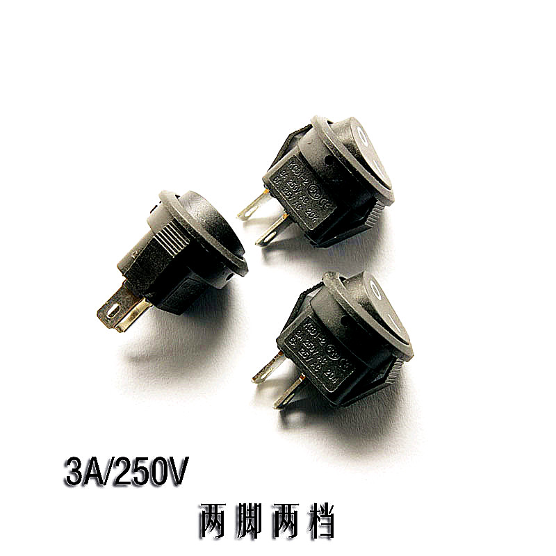 Tròn nhỏ loại thuyền switch Đen 2 chân 2 Cầu dao điện warp 3A 250V 6A 10 125V.