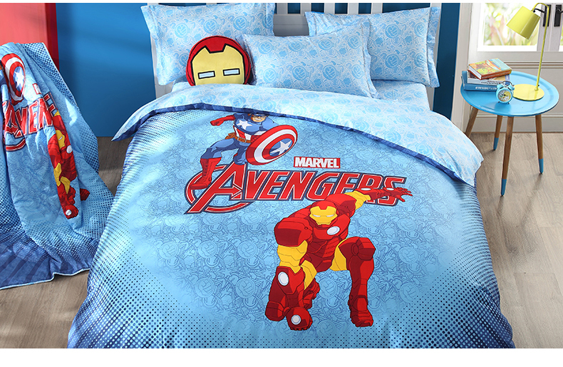 Meng Jie bé bông trẻ em ba mảnh US captain america bốn mảnh linen quilt cover giường sinh viên