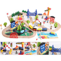 South Korea 108 Wooden Tracks Small Train City Traffic Digy Assembly Model Children Puzzle Toys 3 years old