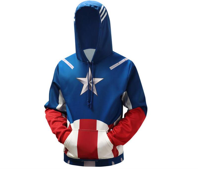 European and American 3D Captain America Superman Star Print Hoodie Loose Hooded Sweatshirt Large Size Baseball Uniform European and American 3D Captain America Superman Star Print Hoodie Loose Hooded Sweatshirt Large Size Baseball Uniform