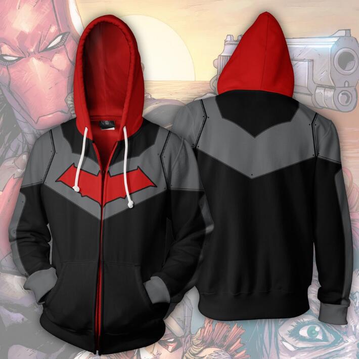 Dc Justice League Batman Nightwing Flash 3D Printed Zip-Up Hoodie Jacket Cos