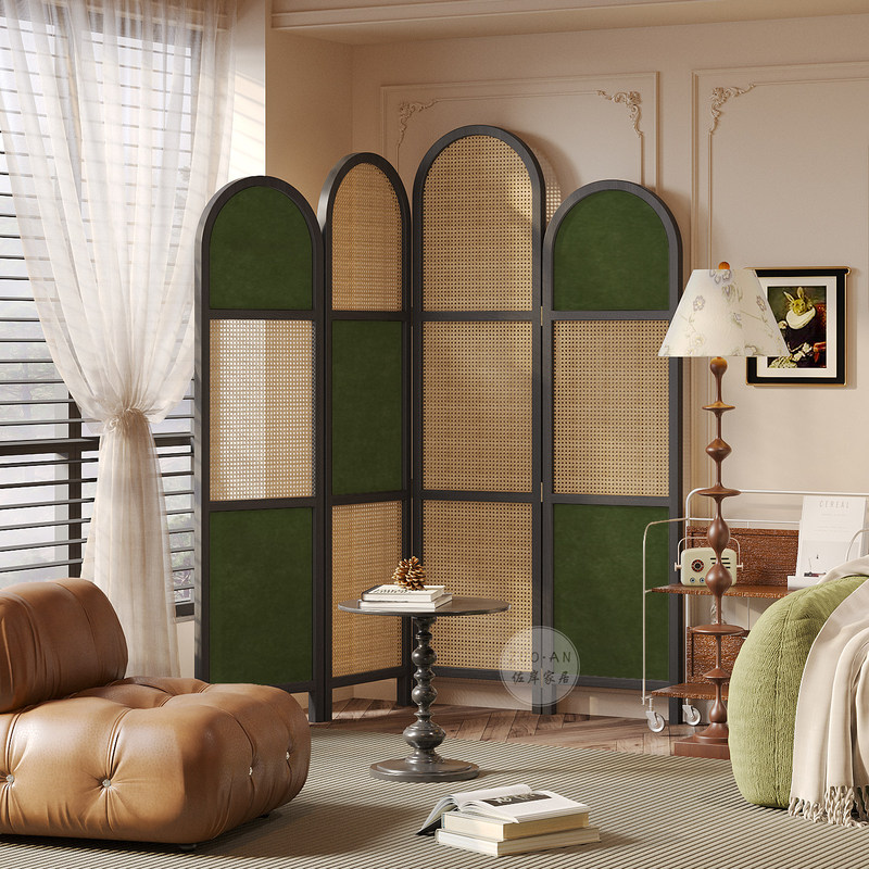 French-Style Rattan Solid Wood Screen Partition for Living Room, Entryway, Bedroom, Sofa, Home Use, Movable Folding Screen, Vintage Decoration French-Style Rattan Solid Wood Screen Partition for Living Room, Entryway, Bedroom, Sofa, Home Use, Movable Folding Screen, Vintage Decoration