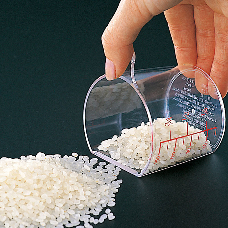 inomata Japan Import transparent rice metering cup with scale flat hand measuring rice cup