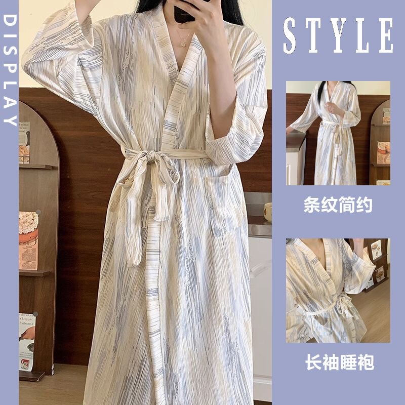 Women's Pajamas 2026 New Spring and Summer Long-Sleeved Nightgown Simple Casual Princess Style Nightgown Long Home Wear Thin