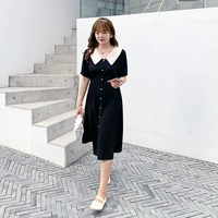 绮娑 Летняя летняя одежда, длинная кукла, черное шифоновое платье, новая коллекция, по фигуре, кукольный воротник, большой размер