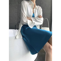 MARYME2021 spring gilt Japanese double-sided triacetate glossy satin feel classic chic skinny shirt