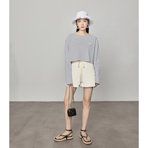 Maryme French romantic wind sun - proof and cool exposed cord cotton - colored stripes Bai with short coat