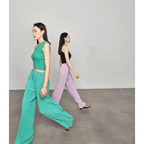 Maryme Korea imports naked pleats of cool and comfortable high waist paper people feel air pants
