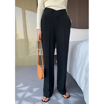 MARYME retro modern V-shaped waist loose straight draped suit pants womens high waist slim and versatile wide legs trousers