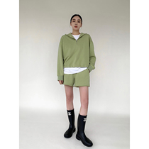 2022 Spring Cotton Multi - contoured Casual Sports Set Zipper Link Cottle Cover Short Short Short Textile Buffalo Green Girl