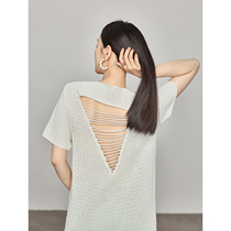 MARYME hand knitting cool vacation stylish and lean - lean back hollow knitting dress