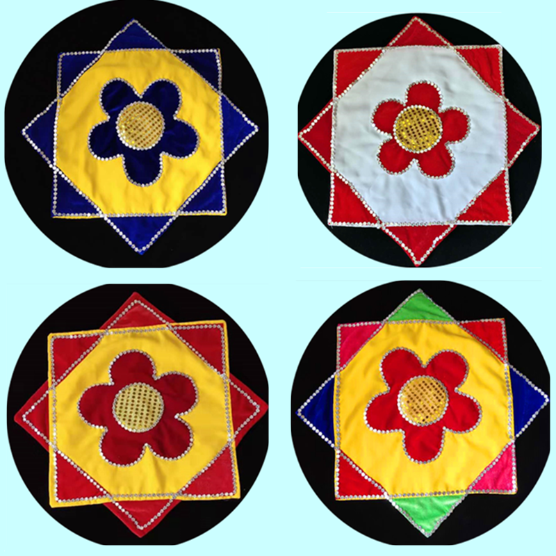 New Yang singer handkerchief professional gold velvet hemp yarn square dance octagonal towel thickened large two-person performance handkerchief