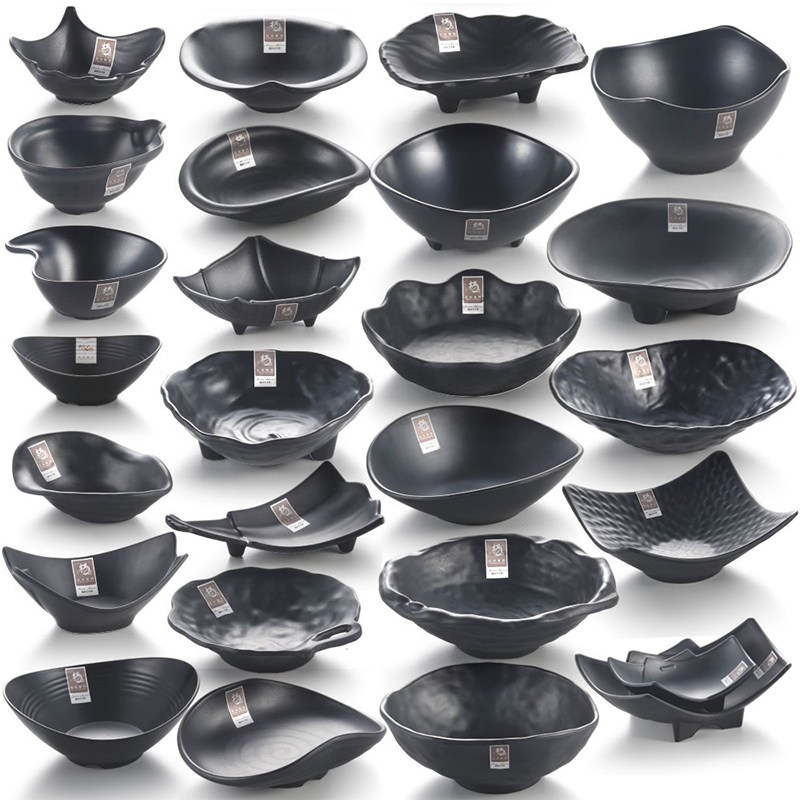 Melamine Day Style Black Frosted Cool Leather Cold Noodles Imitation Porcelain Hemp Hot And Creative Commercial Infighting Rice Noodles Rice Noodles Bowl Cutlery