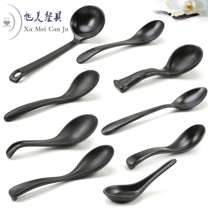 Melamine black spoon commercial tableware Spicy hot long handle spoon restaurant ramen rice wire spoon spoon spoon