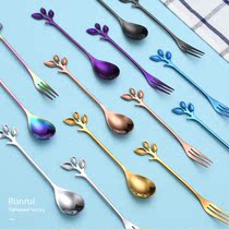 Stainless steel fruit small fork creative tree-shaped cute fruit sign fruit plug household dessert coffee small spoon