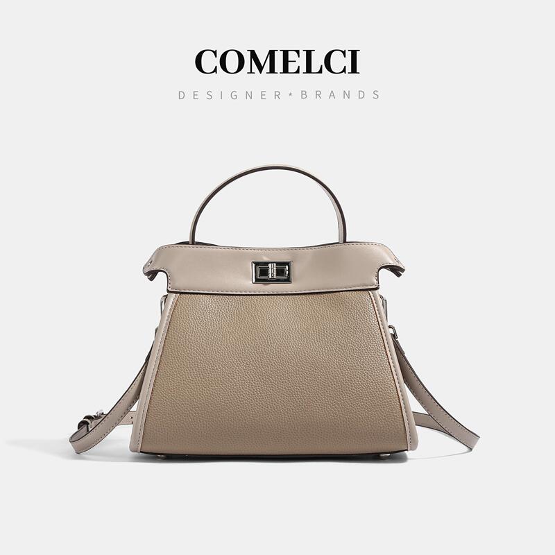 Comelci/2024 New Textured Kelly Bag Shoulder Crossbody Niche Design Bag Handbag Commuter Bag for Women