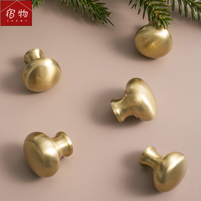 Juku Showy Golden Mushroom Head Brass Handle Wardrobe Door Shoe Cabinet Overall Cupboard Drawers Brief round small handles