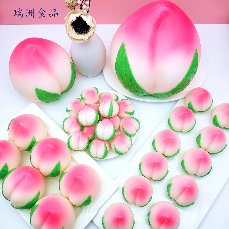 Birthday Peach Chocolate Cake Decoration, Edible Three-Dimensional Birthday Peach with Leaves, Hollow Birthday Peach