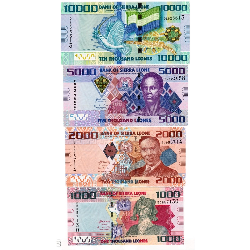 Special price fidelity African Sierra Leone 1000 1000 2000 5000 10000 10000 UNC Four sets